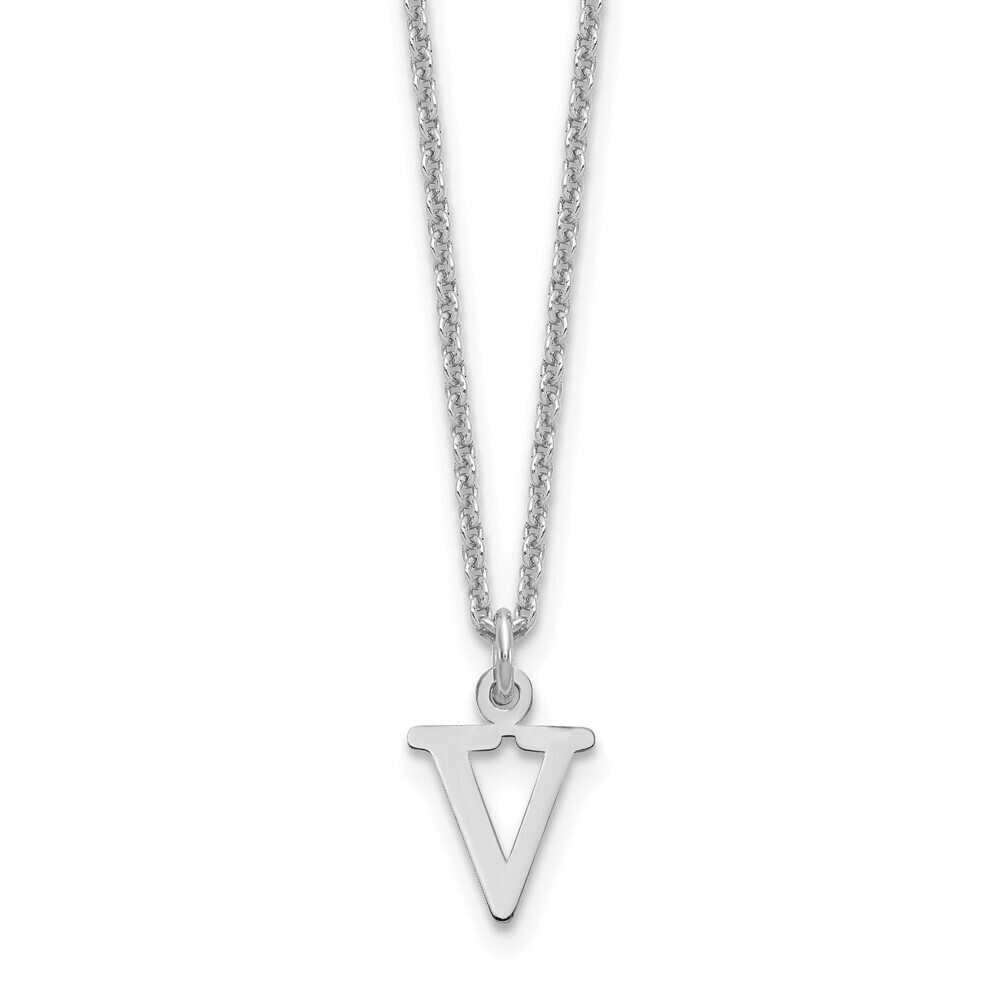 Kazi Luxury 14k White Gold Cutout Letter V Initial Necklace